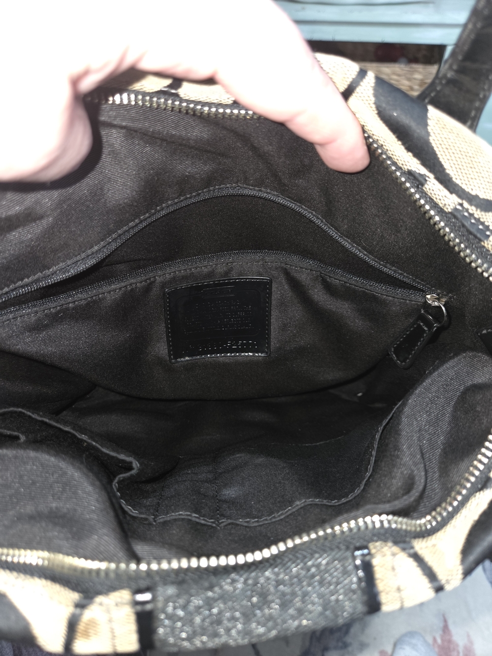 Coach Black and Tan Signature Canvas Tote - Picture 13 of 14